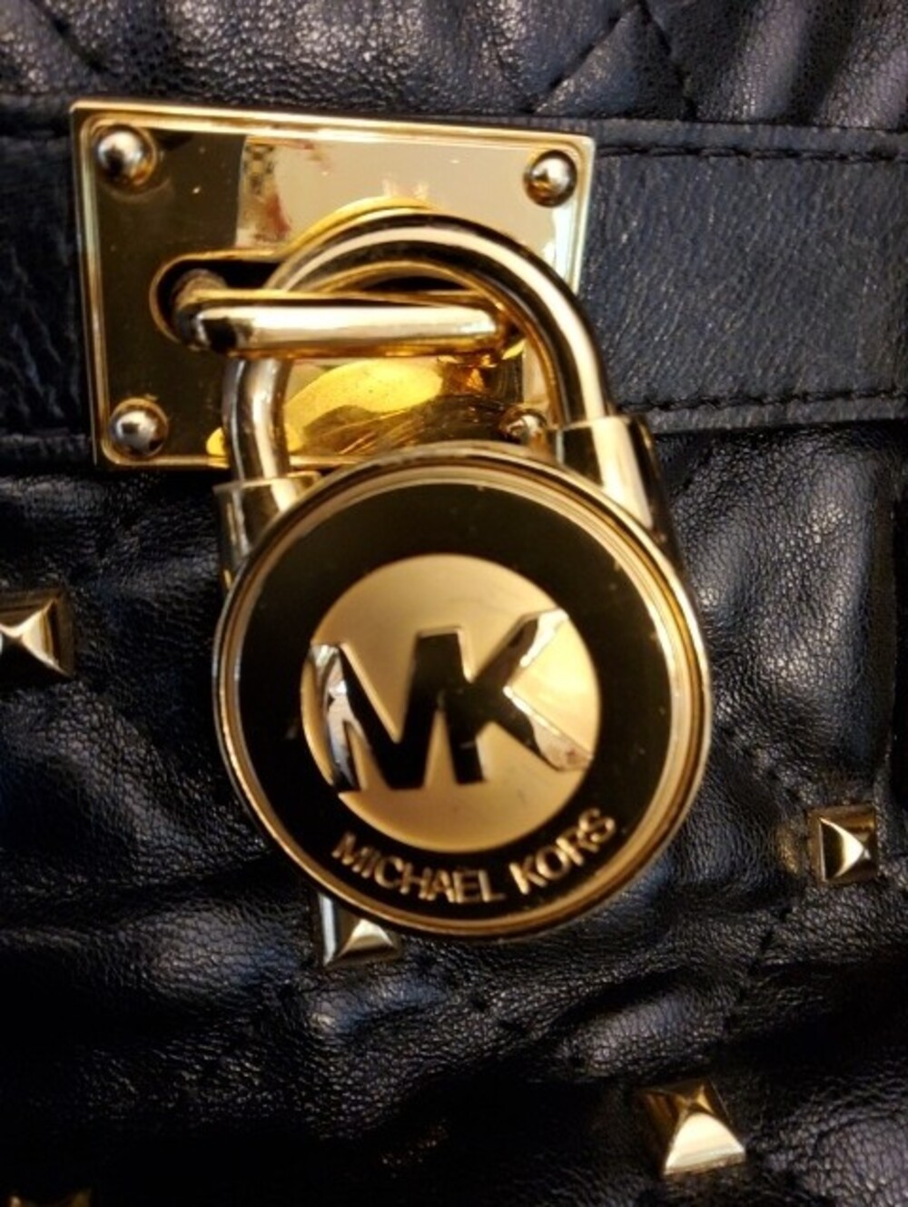 Michael Kors Black Quilted Hamilton Bag with Gold Studs - Picture 7 of 15